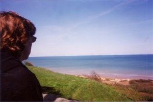 The beach at Colleville sur Mer, France. Nearby is the American cemetery with the sculpture "The Spirit of American Youth Rising."