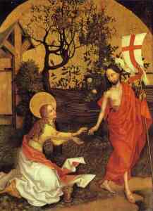 The resurrected Jesus meets with his redhead disciple Mary Magdelene.